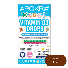 APOKRA Kids Vitamin D3 Drops for New-borns, Infants & Children (From Birth to 12 years old)-30ml
