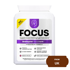 Brainzyme FOCUS ELITE Support clearer thinking & get more done, Stress Relief Formula-30 Capsules