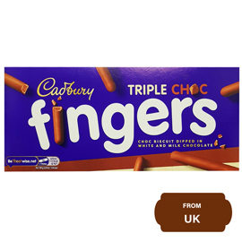 Cadbury Fingers Triple Choc Biscuit Dipped In White & Milk Chocolate 110 gram
