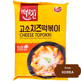 DONGWON Cheese Topokki 240gram (Stick-shaped rice cake with cheese and spicy sauce)