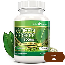 Evolution Slimming Green Coffee Bean Pure 6000mg with 20% CGA-180 Capsules ( 60 Servings )