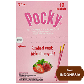 Glico Pocky Strawberry Covered Biscuit Sticks 132gram(12 sachets)