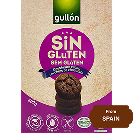 Gullon Gluten Free No Sugar Added Choco Chip Biscuits, 200G