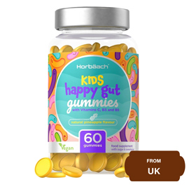 Horbaach Kids Happy Gut Gummies with Vitamin B3, B5 and B6 from 4 years and Upwards-60 gummies