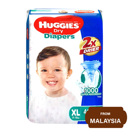Huggies Dry Baby Diapers 2x Drier XL (11-16 kg)