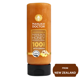 MANUKA DOCTOR-Squeezable Manuka Honey Monofloral 100 MGO with Ginger-500 gram