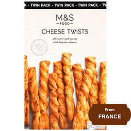 M&S Cheese Twists All Butter Puff Pastry With Gruyere Cheese Sticks 125g