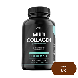 Multi Collagen Protein Capsules – Types I, II, III, V & X – Wild Caught Marine, Grass Fed Bovine with Hyaluronic Acid-120 capsules