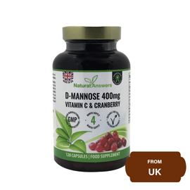 Natural Answers D-Mannose 400mg with Vitamin C & Cranberry-120 Capsules