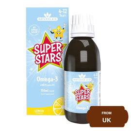 Natures Aid Super Stars Omega-3 with Vitamin D3 Lemon Flavour for Children Aged 4-12 years-150ml