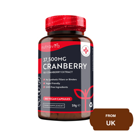 Nutravita Cranberry 50:1 Extract 37,500mg 180 Vegan Capsules