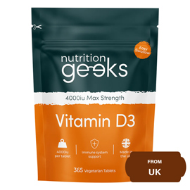 Nutrition Geeks Vitamin D3 4000iu Max Strength-365 Vegetarian Tablets