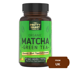 Organic Matcha Green Tea 1360mg with Turmeric, Black Pepper & Acerola-60 capsules