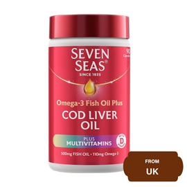 Seven Seas Cod Liver Oil Omega-3 Fish Oil Plus Multivitamins-90 Capsules