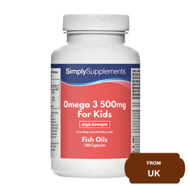 Simple Supplements Omega 3, 500mg for Kids (for children ages 4 to 15 years)-180 Tablets