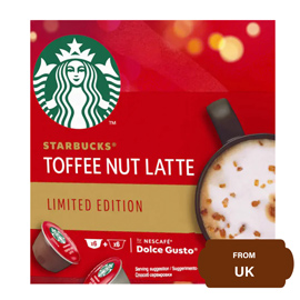 Starbucks Toffee Nut Latte Limited Edition by Nescafe Dolce Gusto, Medium Roast Coffee Pods-127.8 gram