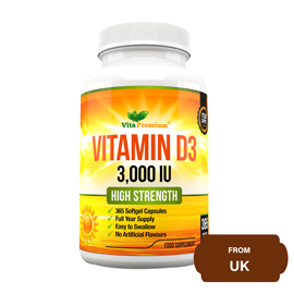 Vita Premium Vitamin D3 3000 IU High Strength-365 softgel capsules