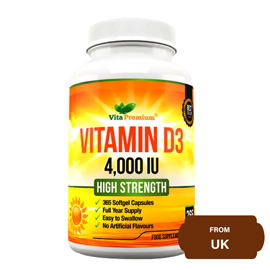 Vita Premium Vitamin D3 4000 IU High Strength-365 softgel capsules