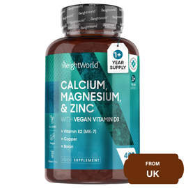 WeightWorld Calcium Magnesium & Zinc with Vegan Vitamin D3-400 Tablets